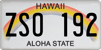 HI license plate ZSO192
