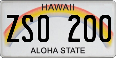 HI license plate ZSO200