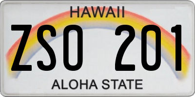 HI license plate ZSO201