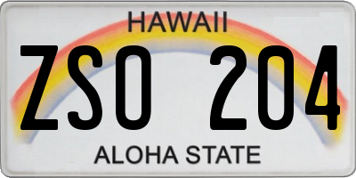 HI license plate ZSO204