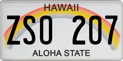 HI license plate ZSO207