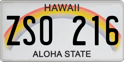 HI license plate ZSO216