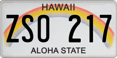 HI license plate ZSO217