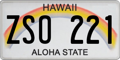 HI license plate ZSO221