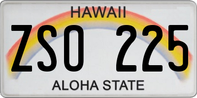 HI license plate ZSO225