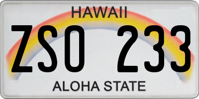 HI license plate ZSO233