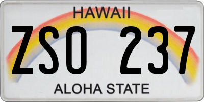 HI license plate ZSO237