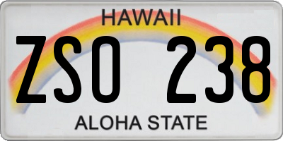 HI license plate ZSO238