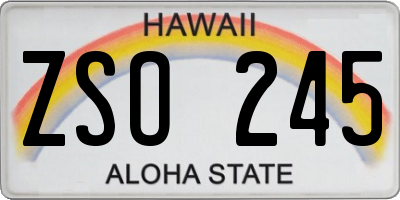 HI license plate ZSO245
