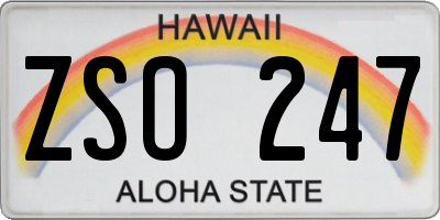 HI license plate ZSO247