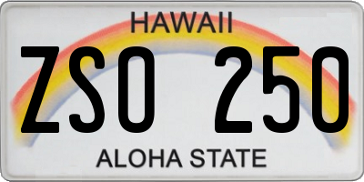 HI license plate ZSO250