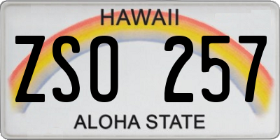 HI license plate ZSO257