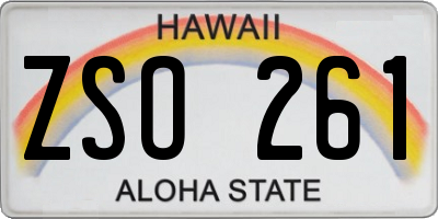 HI license plate ZSO261