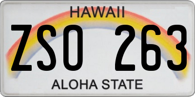 HI license plate ZSO263
