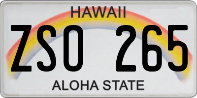 HI license plate ZSO265
