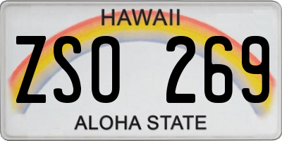 HI license plate ZSO269