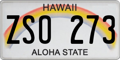 HI license plate ZSO273