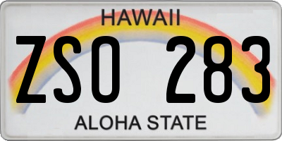 HI license plate ZSO283