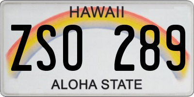 HI license plate ZSO289