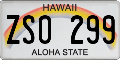 HI license plate ZSO299