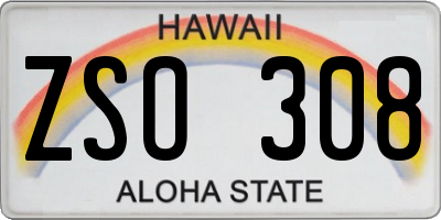 HI license plate ZSO308