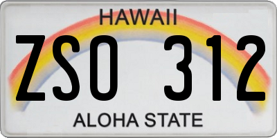 HI license plate ZSO312