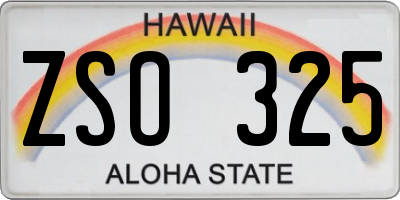 HI license plate ZSO325