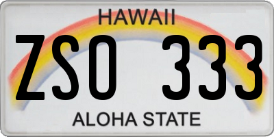 HI license plate ZSO333