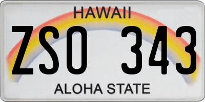HI license plate ZSO343