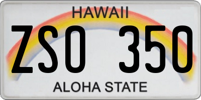 HI license plate ZSO350