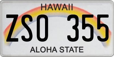 HI license plate ZSO355