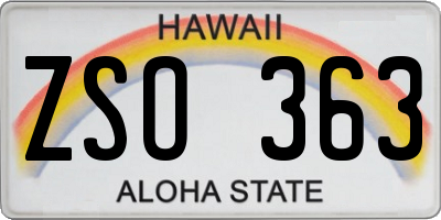 HI license plate ZSO363