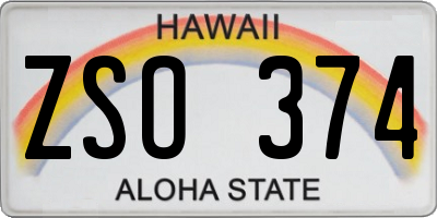 HI license plate ZSO374