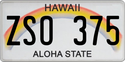 HI license plate ZSO375
