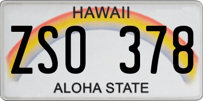 HI license plate ZSO378