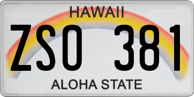 HI license plate ZSO381