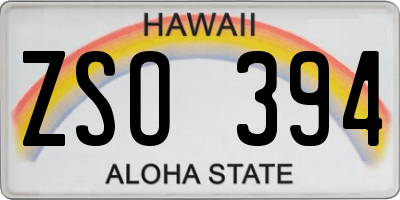 HI license plate ZSO394