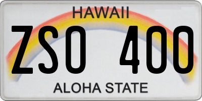HI license plate ZSO400