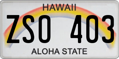 HI license plate ZSO403
