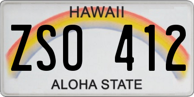 HI license plate ZSO412