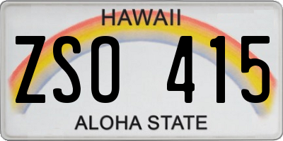 HI license plate ZSO415