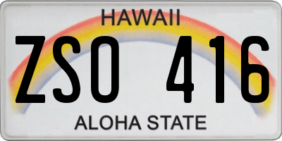 HI license plate ZSO416