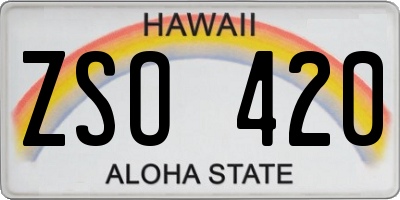 HI license plate ZSO420