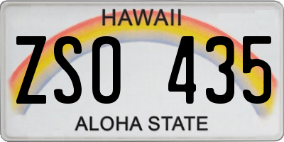 HI license plate ZSO435