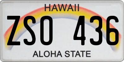 HI license plate ZSO436