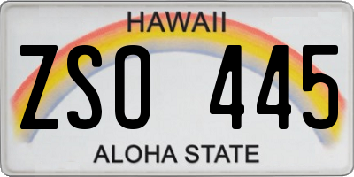 HI license plate ZSO445