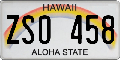 HI license plate ZSO458