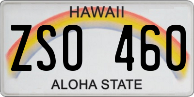 HI license plate ZSO460