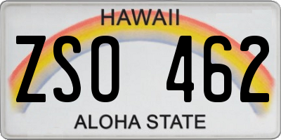 HI license plate ZSO462