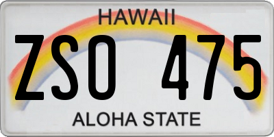 HI license plate ZSO475